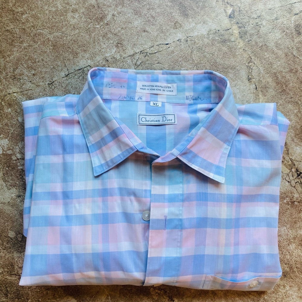 Vintage Christian Dior Pastel Colored Long Sleeve Button up
